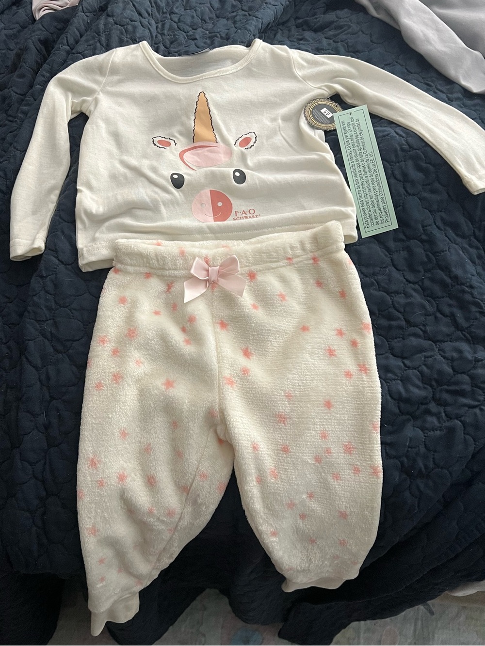 Unicorn Cozy Cream & Pink Kids Pajama Set
